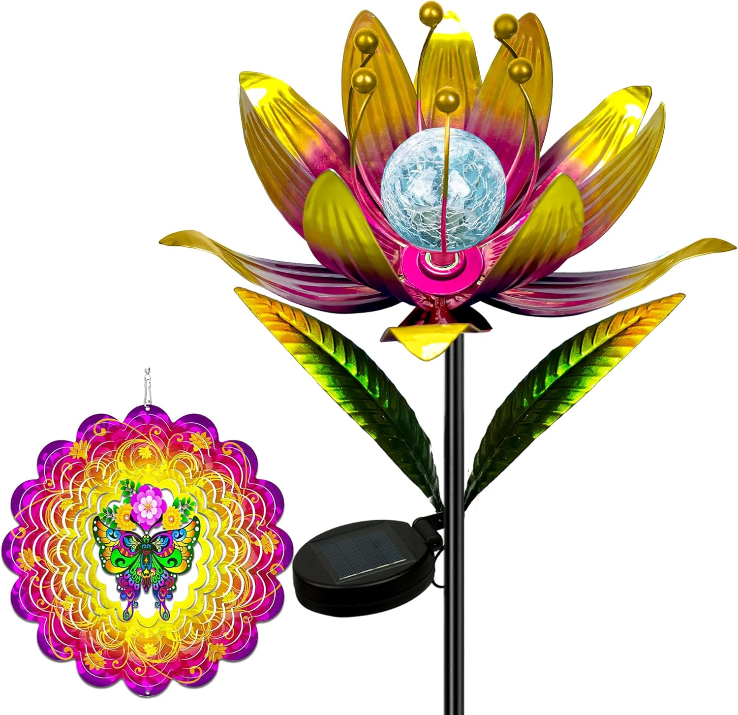 38 in Wind Spinners Outdoor and 12 in 3D Kinetic Metal Butterfly Wind Spinner