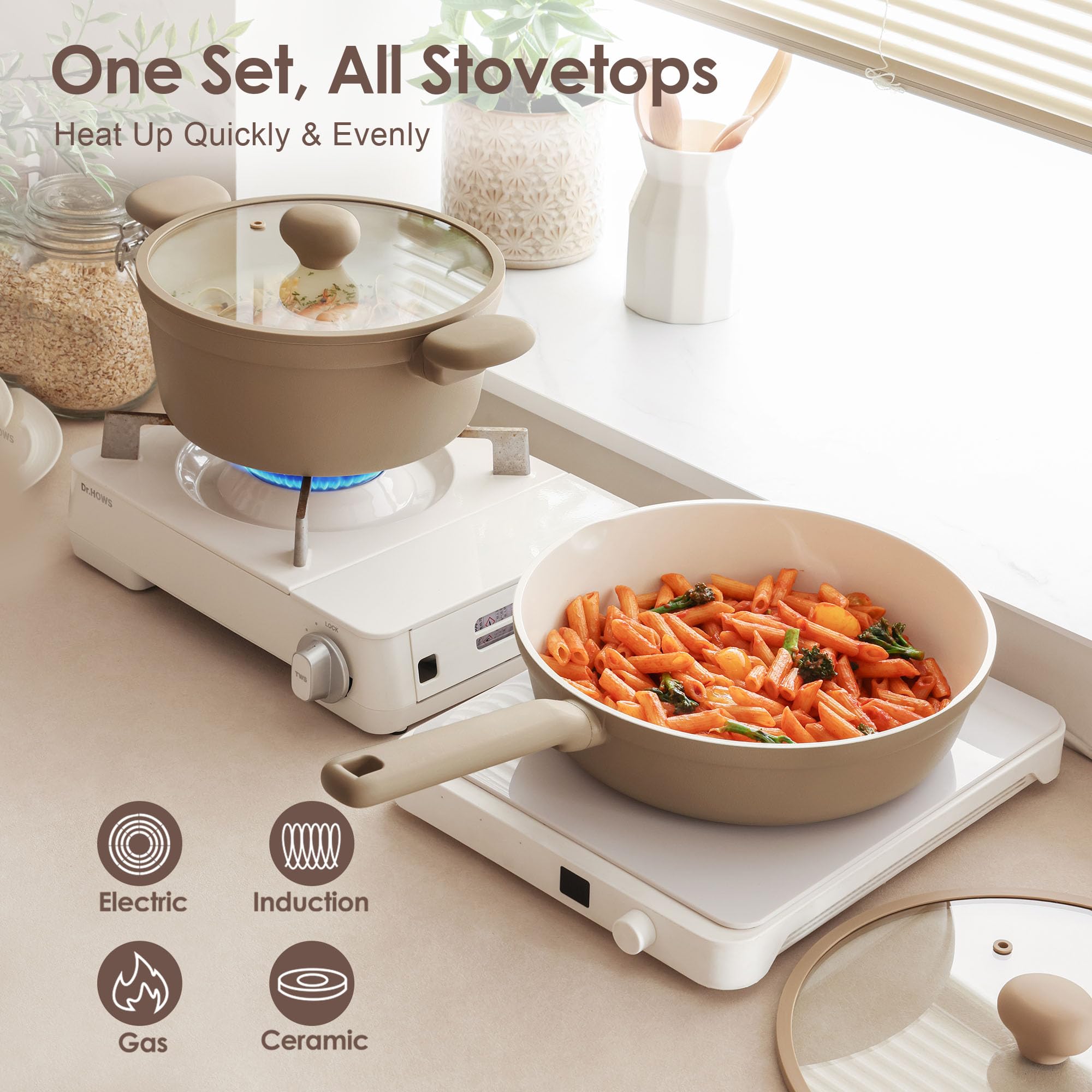 SENSARTE Ceramic Nonstick Cookware Set - 17 Piece -5 SENSARTE Ceramic Nonstick Cookware Set - 17 Piece -5
