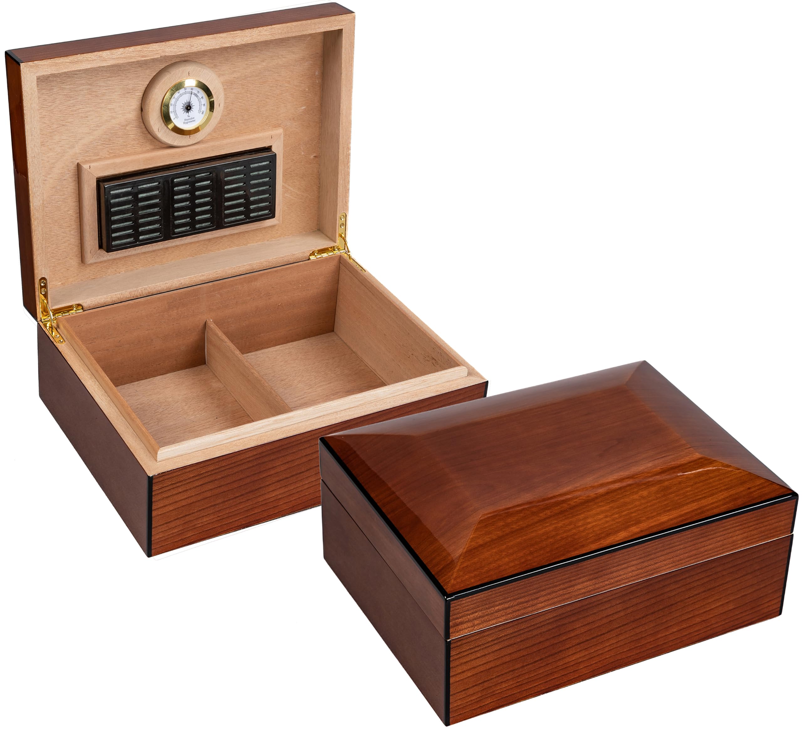 Prestige Import Group Napoli Dome Almo Italian Design Cigar Humidor - Up to 75 Capacity - Color: High Gloss Dark Burl Wood Grain