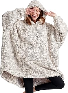 HORIMOTE HOME Cozy Sherpa Wearable Blanket Hoodie for Adults Women Men Kids Gift Idea-Hooded Snuggle Blanket- Oversized Blanket Sweatshirt-Super Warm Light Weight, Light Brown