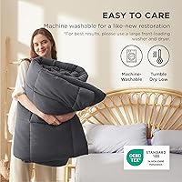 Vista 5 de Bedsure - Edredón de color liso Gris