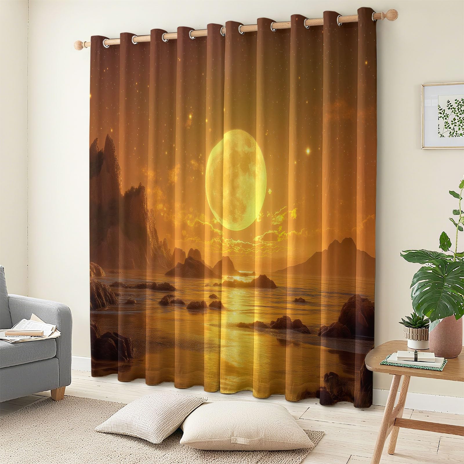 Rideaux isolants anti froid et occultants jaune doré pour bloquer la lumière
