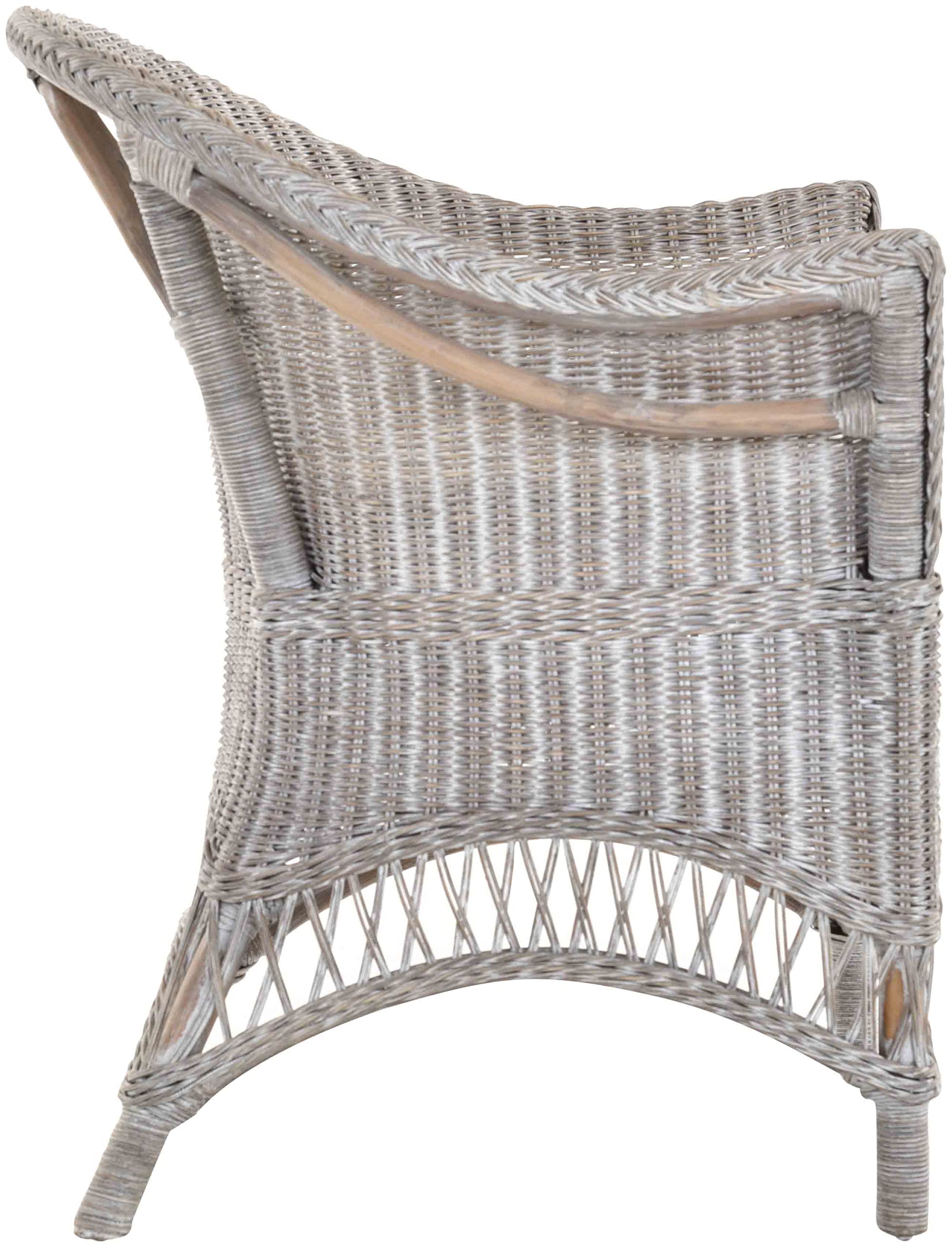 korb.outlet Rattansessel Landhaus Flechtsessel aus Natur-Rattan Rattan Sessel Korbsessel Wintergarten (Royal Grau, mit Polster)