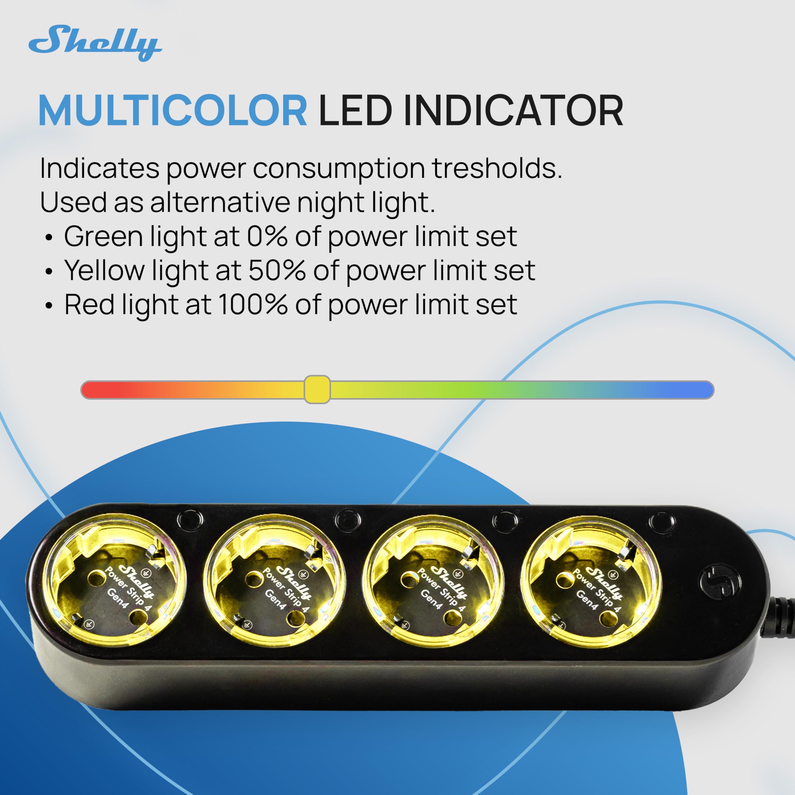 Shelly Power Strip 4 Gen4 Nero - Ciabatta Smart Matter & Wi-Fi, 4 Prese Intelligenti, Misurazione Potenza, 16A Totali 3500W, Timer, Riscaldamento, Zigbee, Google, Alexa, Apple, Nessun Hub Richiesto
