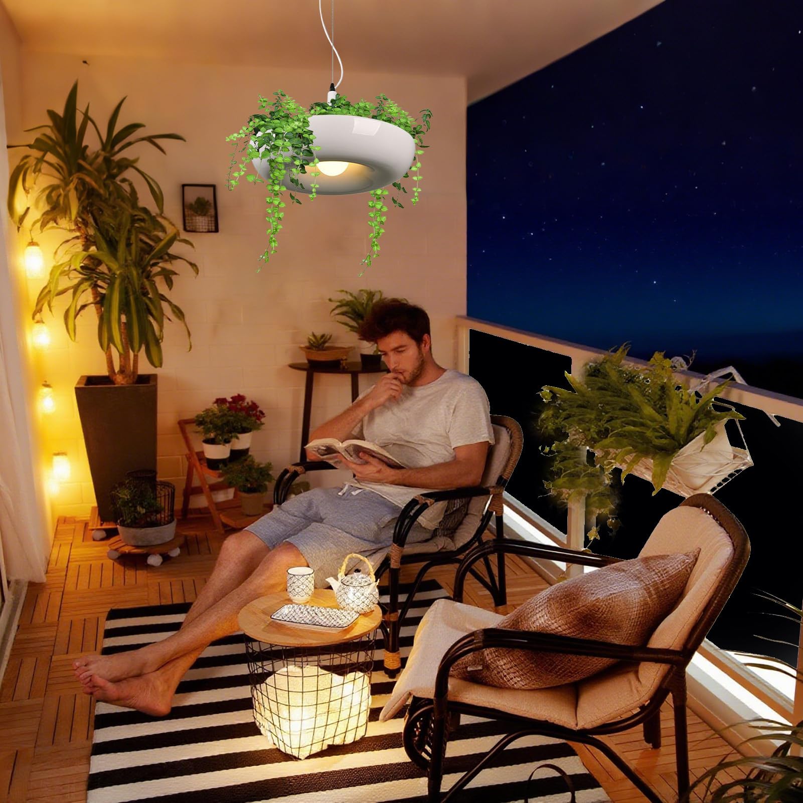 Garten-Pflanzen-Kronleuchter Hängbare Leuchte | Kreativer hängbarer Pflanzenkronleuchter Für Restaurant Schlafzimmer Wohnzimmer Küche Innenbereich Bauernhaus
