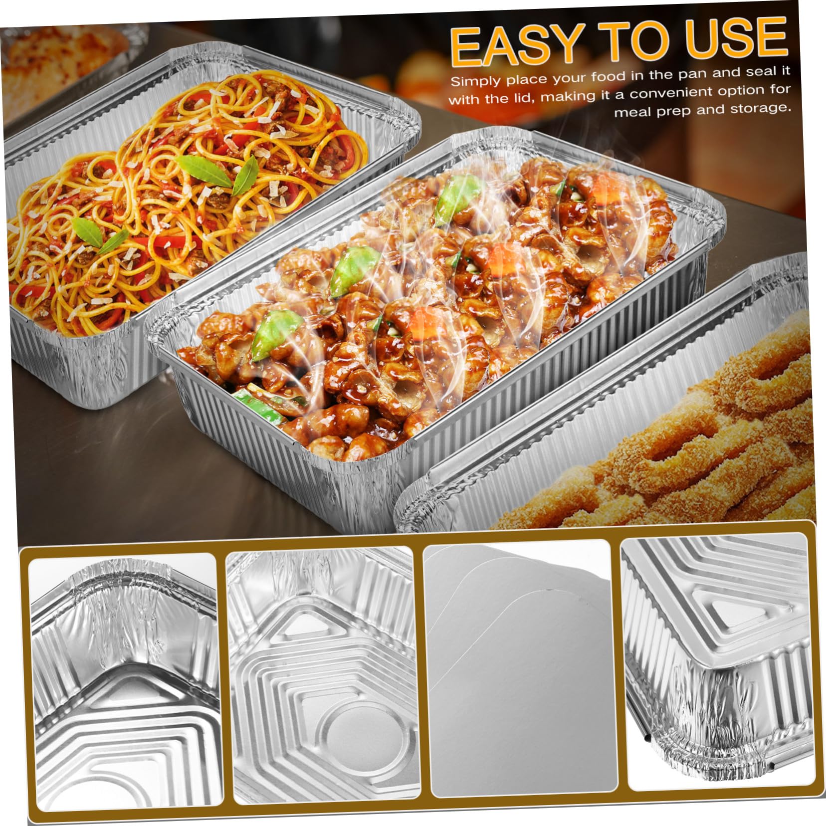 Mipcase Moldes Cuadrados Plata de Papel de Aluminio 20 Piezas con Tapa