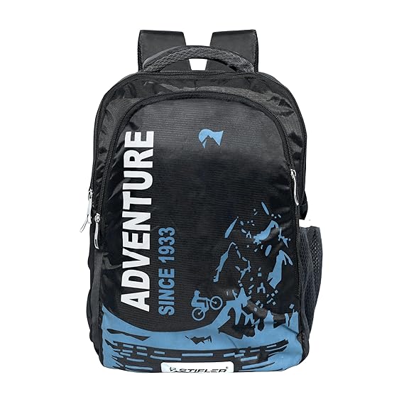 STIFLER Adventure Backpack 35L Capacity | Laptop Compartment | Durable Zippers | Premium Fabric | Padded Handle & Back | Adjustable Shoulder Straps | Water Bottle Holder | Three Large Compartments.