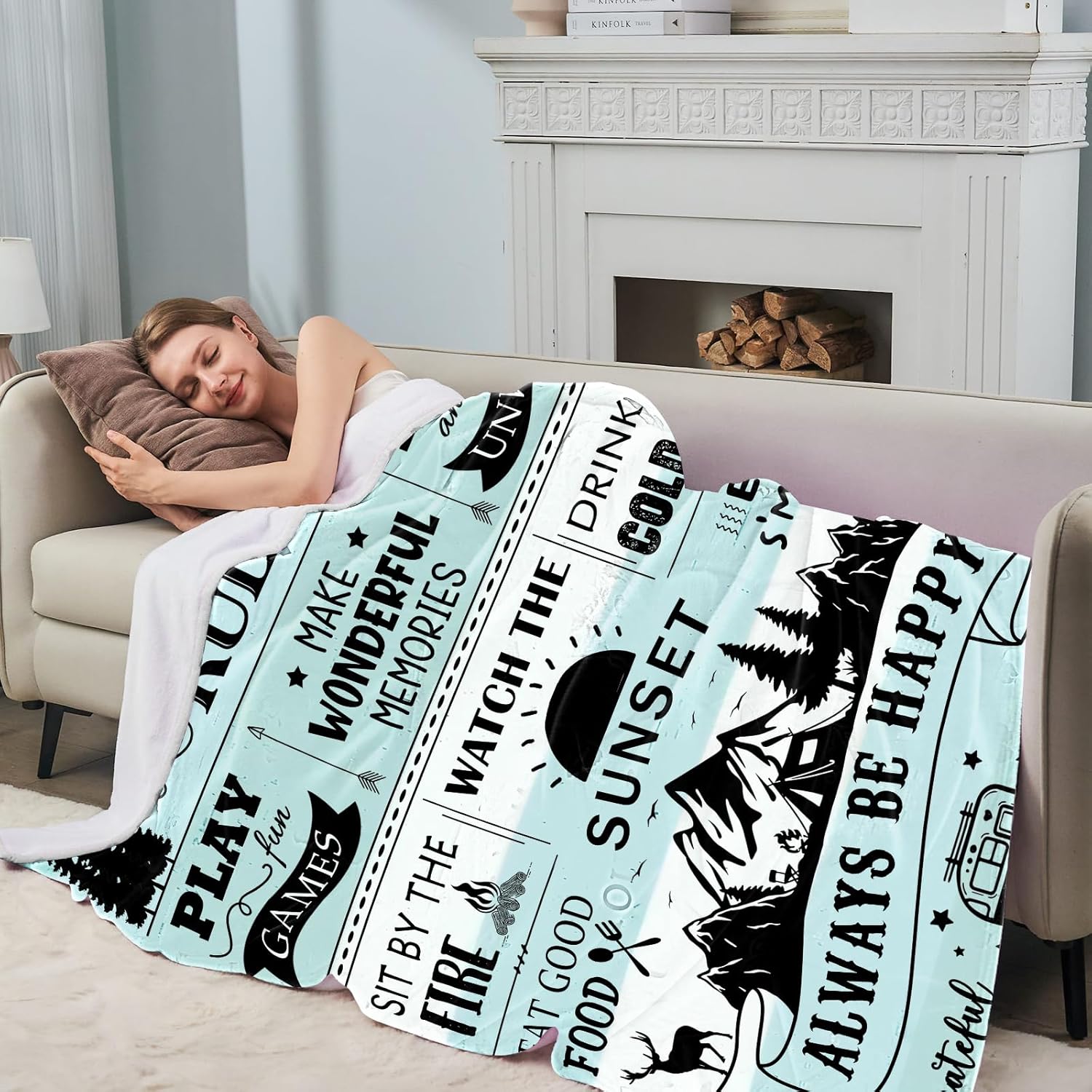 Camping Gifts for Women/Men, Camping Rules Blanket, Camp Stuff, Camp Essentials, Camper Decor for Outdoors, RV Owners Travel 60"x50" - Image 3