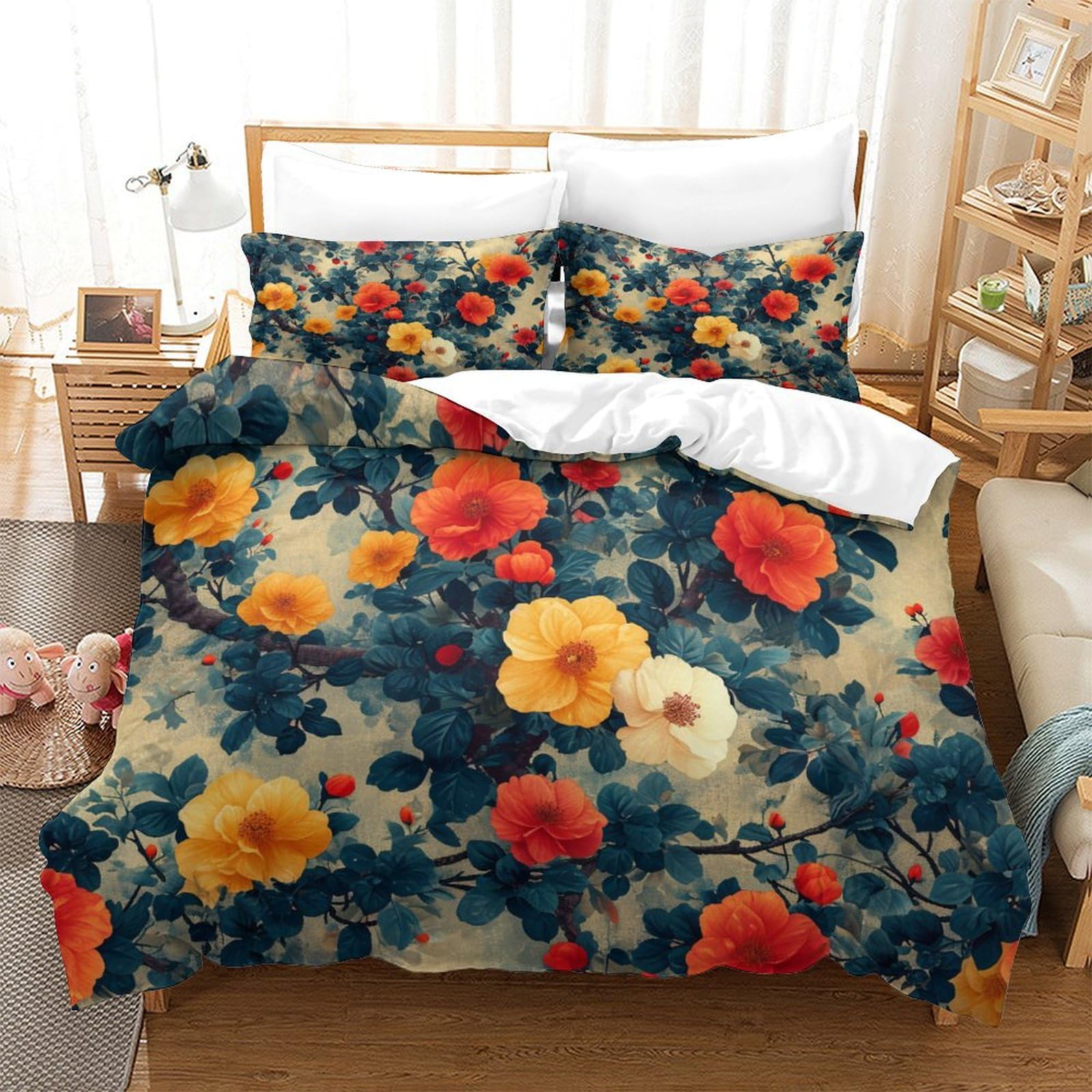 Parure de lit fleurs 3D pour une chambre parentale moderne