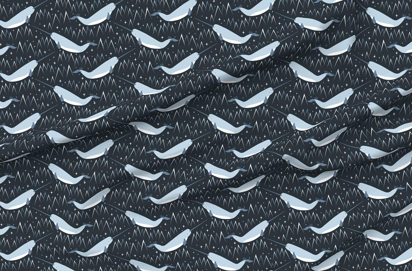 Spoonflower Fabric - Narwhals Narwhal Arctic Animal Sea Ocean Mythical Animals Whale Printed on Minky Fabric by The Yard - Sewing Baby Blankets Quilt Backing Plush