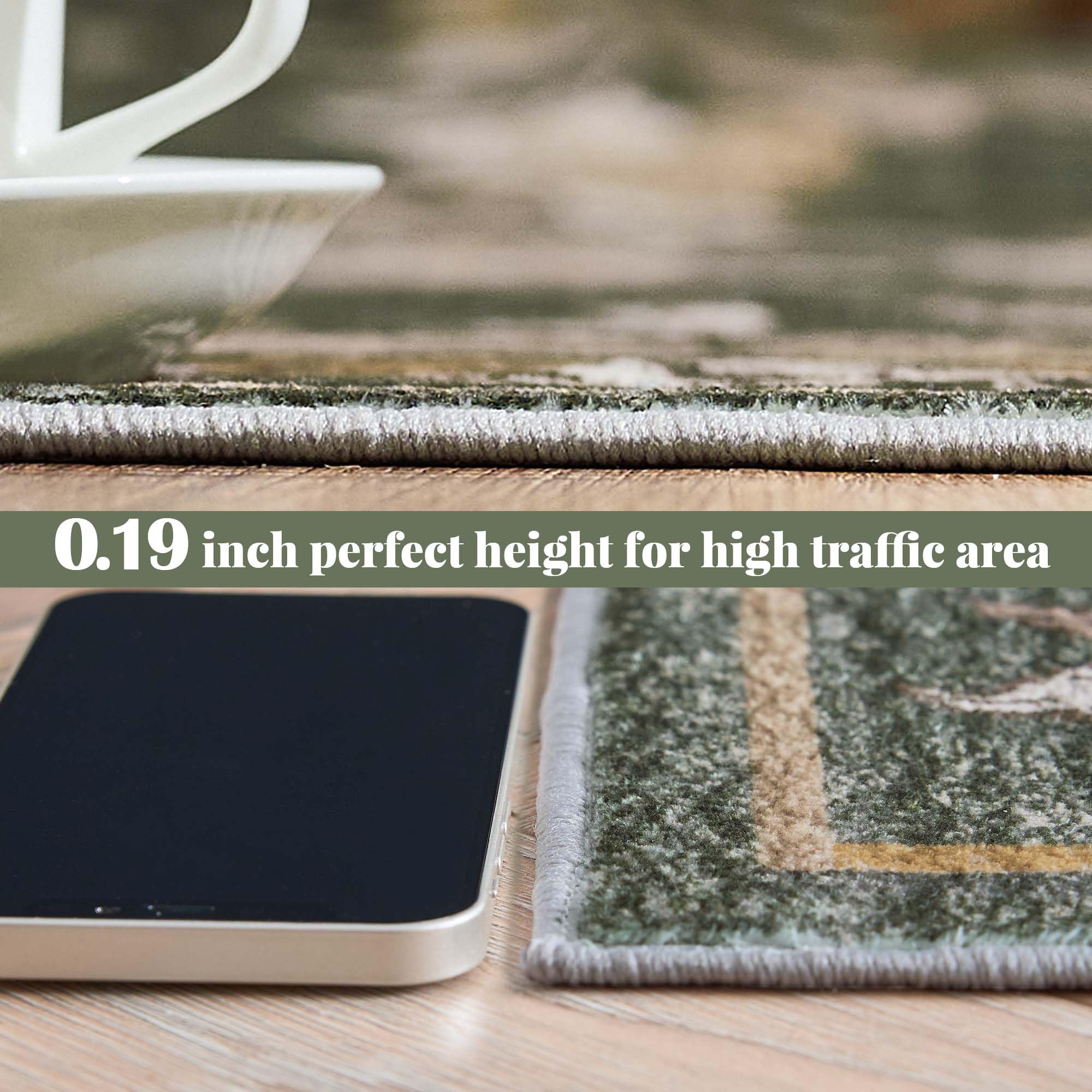 TOPICK Floral Area Rug 120x180cm Washable Vintage Soft Non-Slip Distressed Orange Green Carpet Low Pile Accent Lareg Rug for Living Room Kitchen Bedroom Dining Room Nursery - Image 3