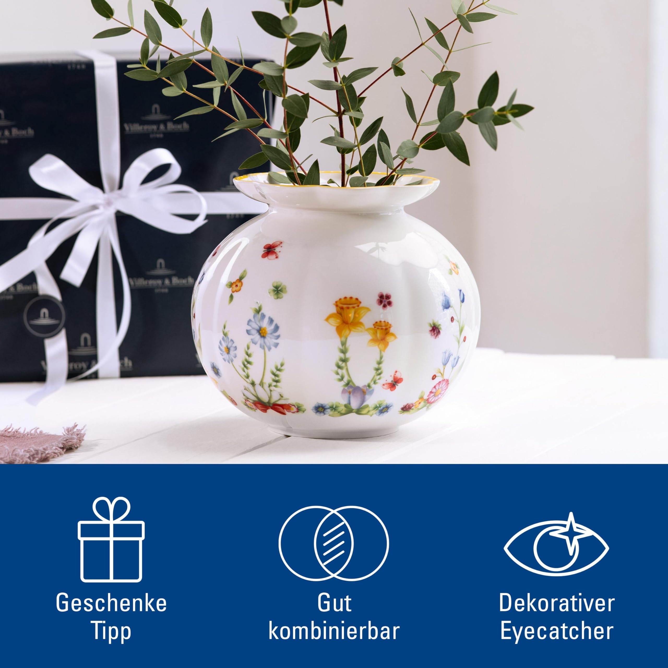 Villeroy & Boch - Spring Awakening Große Vase Bunt, Oster Deko, Deko Ostern, Ostern Deko, Deko Wohnzimmer, Esszimmer Deko, Deko Wohnung, Ostern Geschenk, Premium Porzellan