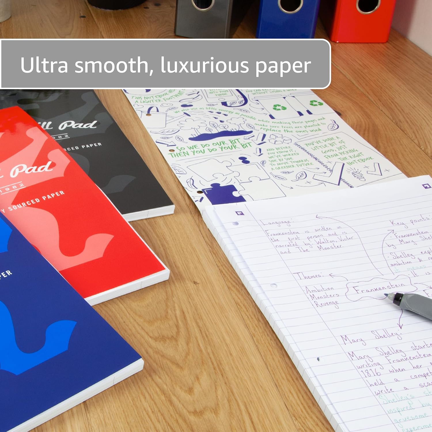 Oxford Campus, Lined Paper A4 Refill Pad, 300 Pages, Assorted Colours, Pack of 3