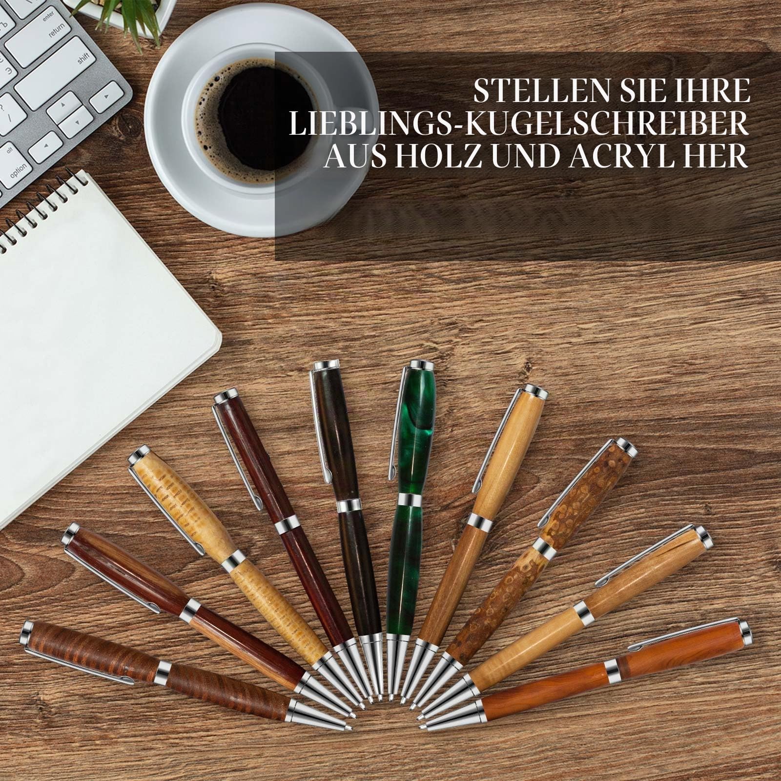 Colarr Stifte-Sets für Holzdreharbeiten, 7 mm, schlankes Stift-Dreh-Set mit Nachfüll-Drehmaschine, Zubehör für die Herstellung von Büro, Klassenzimmer, Heimwerker, Freunde, Lehrer, Studenten,