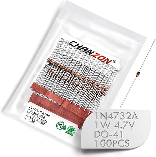 (Paquete de 100piezas) chanzon 1N4732A 1N4732Potencia Zener Diodo 1W 4.7V DO-41. (do-204al) Axial diodos 1W 4.7V 4V7 (Paquete de 100piezas) chanzon 1N4732A 1N4732Potencia Zener Diodo 1W 4.7V DO-41. (do-204al) Axial diodos 1W 4.7V 4V7