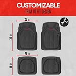 Motor Trend MT-921-BK FlexTough Tortoise - Heavy Duty Rubber Floor Mats for Car SUV Van/Truck - All Weather Protection