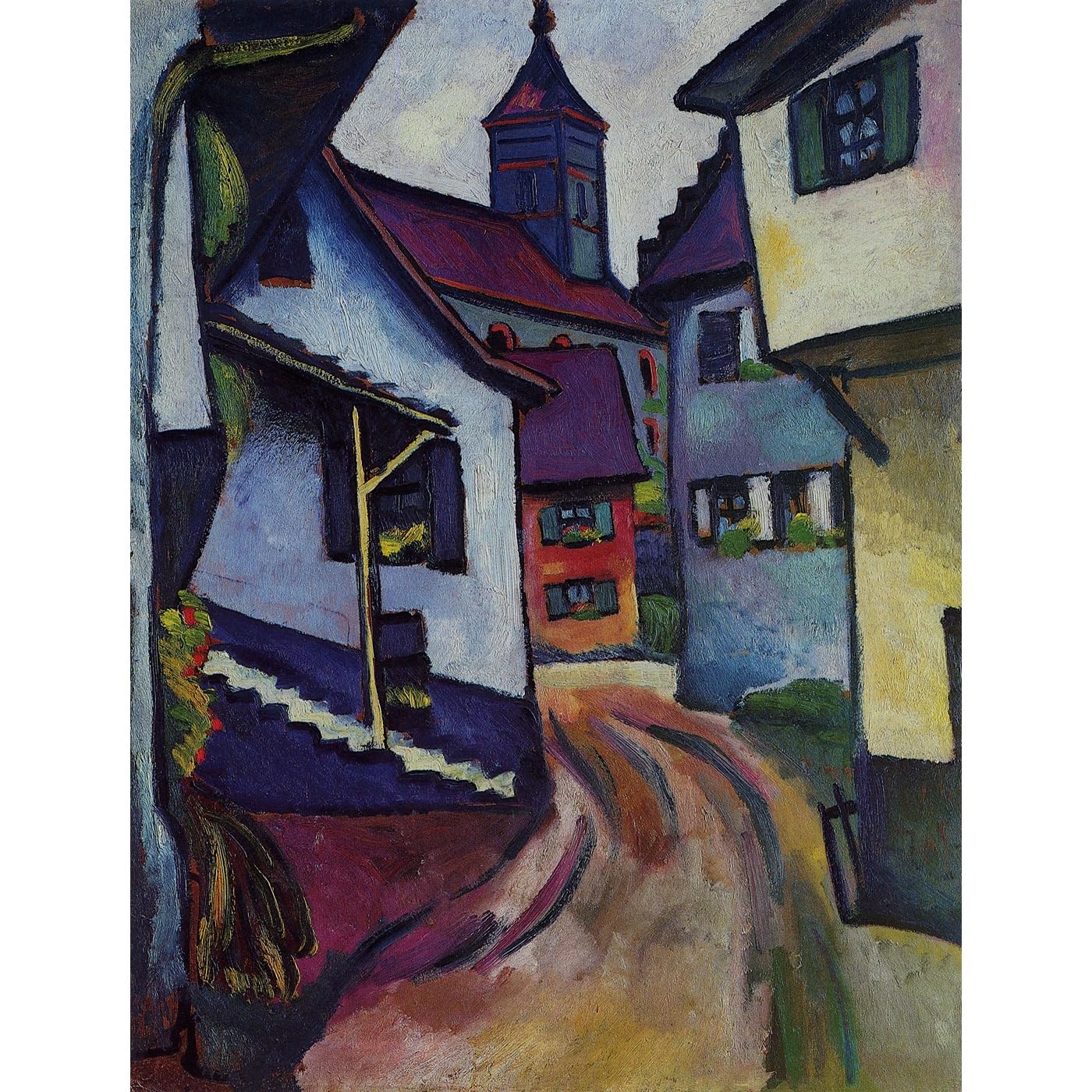 Impression giclée Rue avec une église à Kandern par Macke grand format - 2