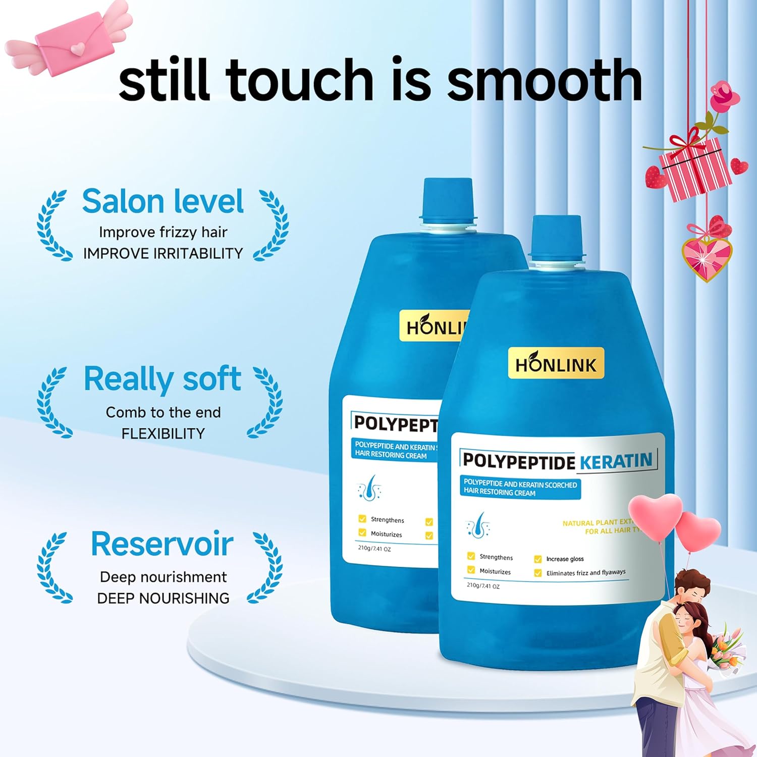 Hair Restoring Cream with Keratin & Polypeptides, Repair & Smooth Damaged Hair, Reduce Frizz, Add Shine & Moisture, Daily Hair Care Treatment, Valentine’s Day Hair Care Gift - Image 8