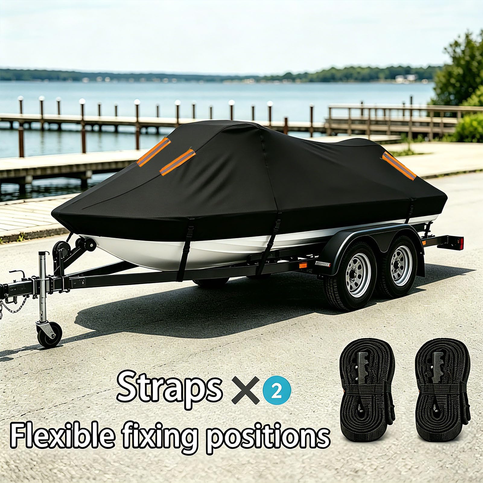 Funda para Jet Ski para Sea-Doo Wake 170 35TH 2026 | Tela Oxford 300D Resistente Rayos UV Viento Nieve Polvo, Antideslizantes,Moto de Agua 2-15 Plazas Protector Remolcable