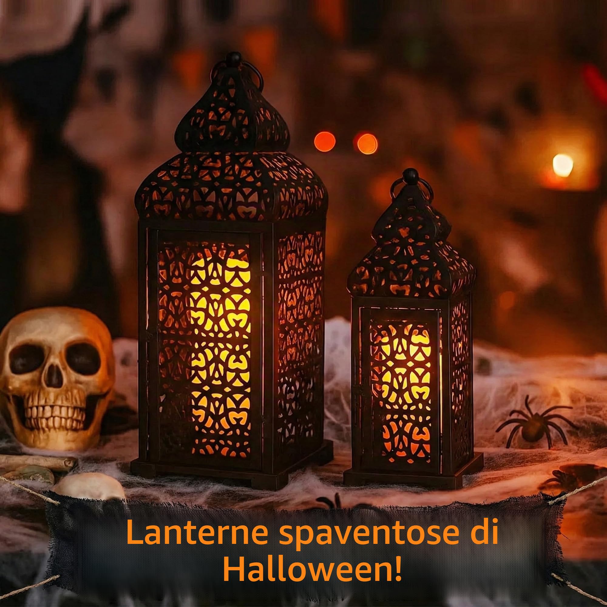 Vela Lanterns Tempio Marocchino Candele Lanterne, Nero, Set di 2