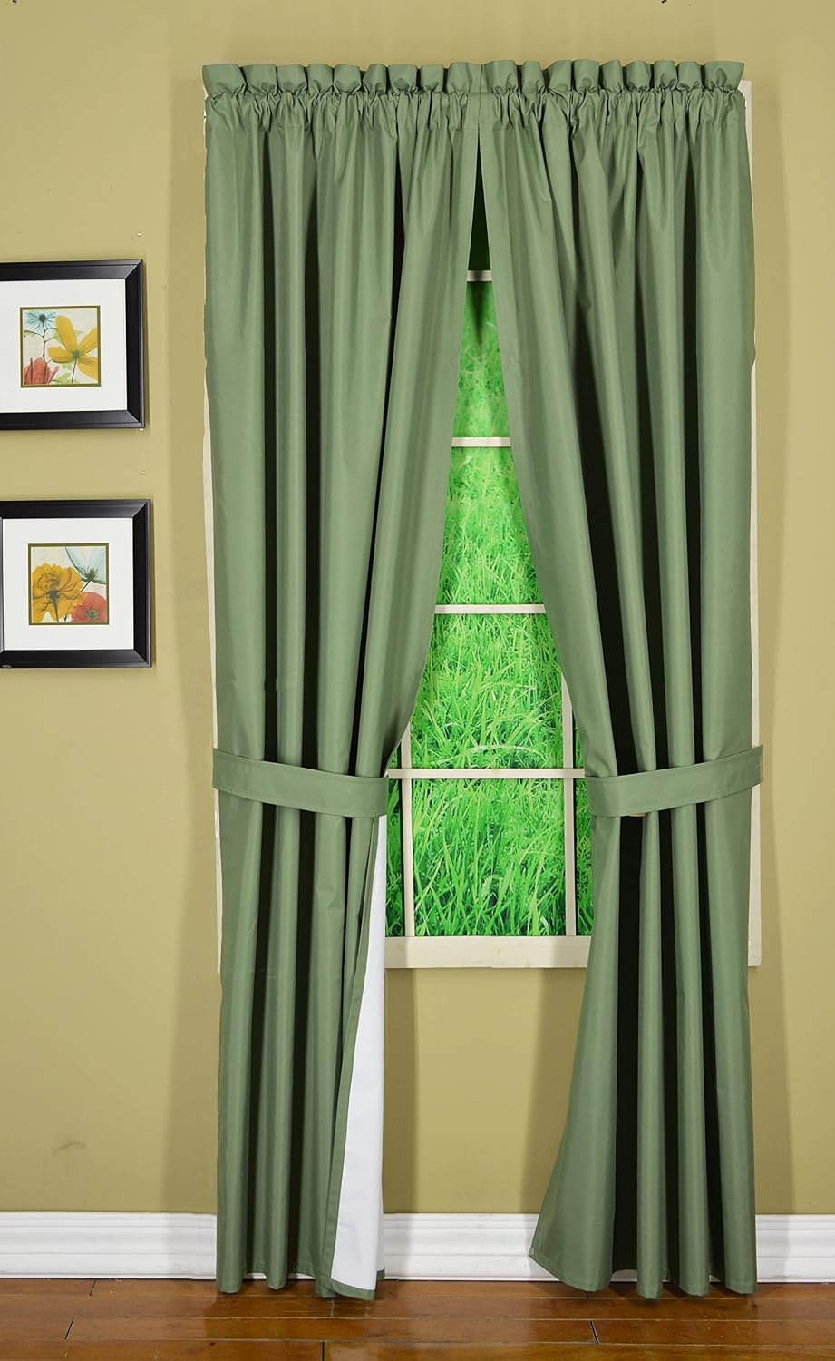 Horizon 3LayerLock™ True Blackout Thermal 80" Wide Panel Pair with Tieback 4 Piece Set, 63-Inch Length, Sage