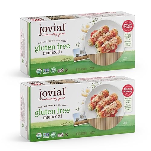 Jovial Pasta Manicotti de arroz integral integral – Pasta Manicotti, pasta de manicotti, pasta integral, pasta orgánica, sin gluten, sin lácteos,