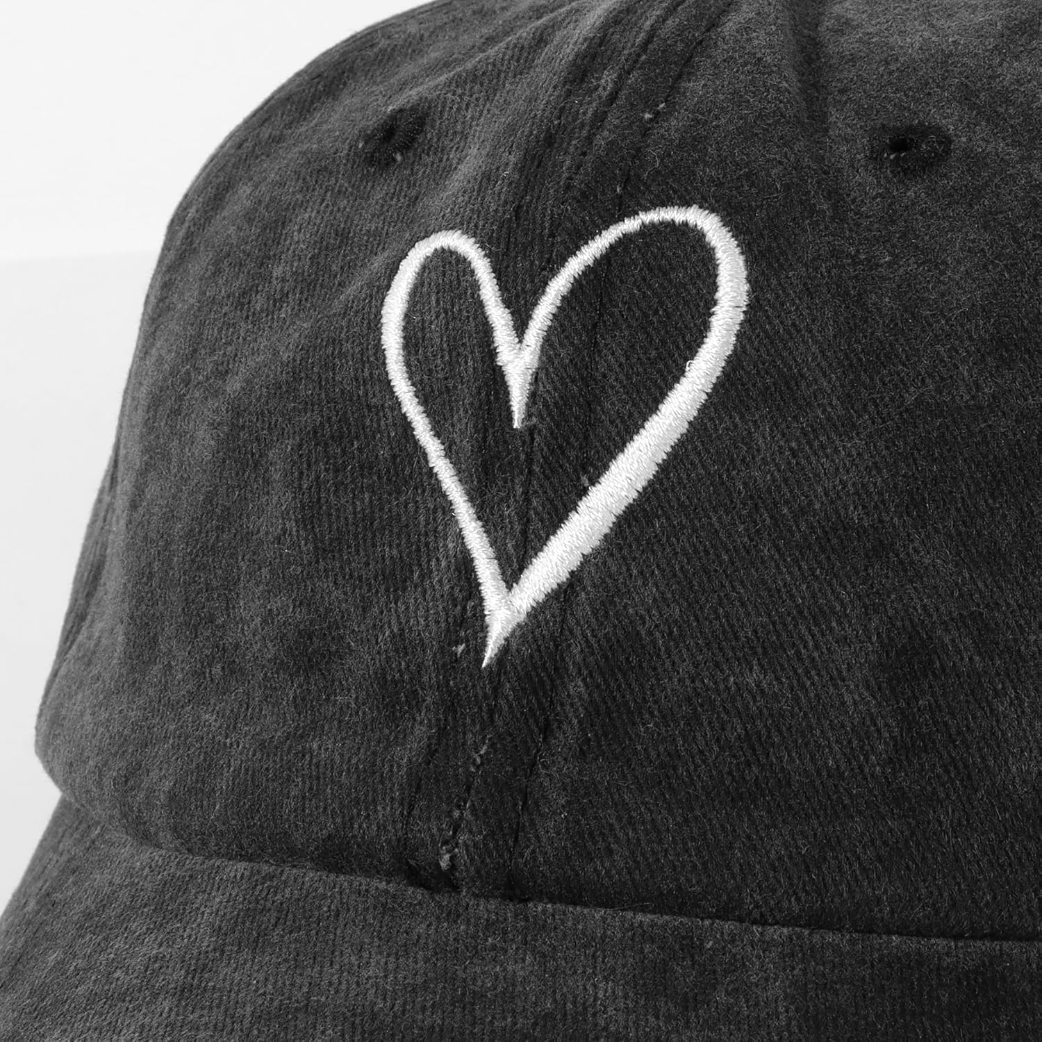 Vintage Washed Baseball Cap Women - Adjustable Distressed Twill Soft Cotton Ladies Hat Cute Love Heart Embroidered - Image 2