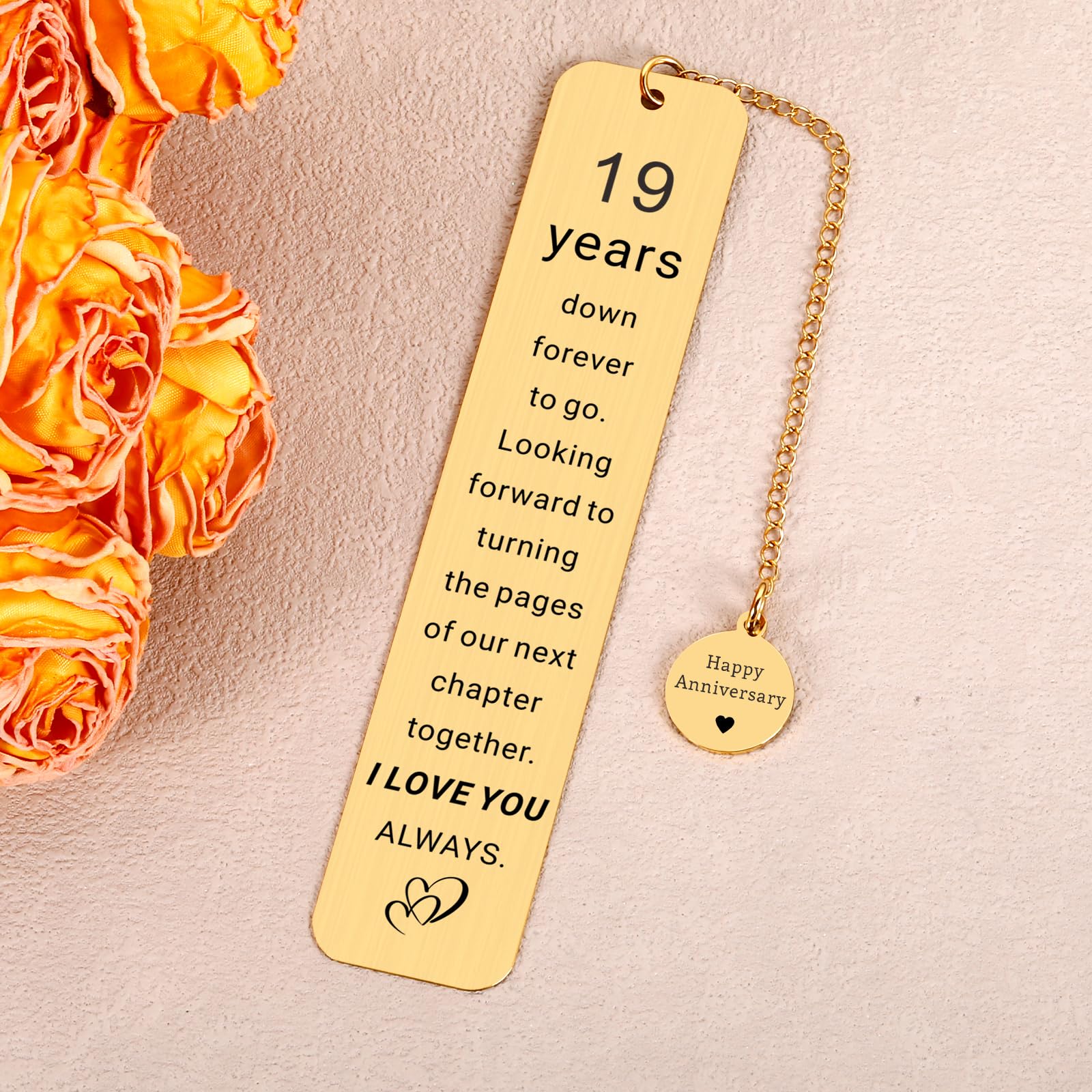 19th Bronze Anniversary Gifts for Men Women, 19th Wedding Anniversary Bookmark Gifts for Wife Husband Couples, Bronze Gift for 19 Year, Happy 19 Anniversarys Bookmark Gift for Mothers Day Fathers Day