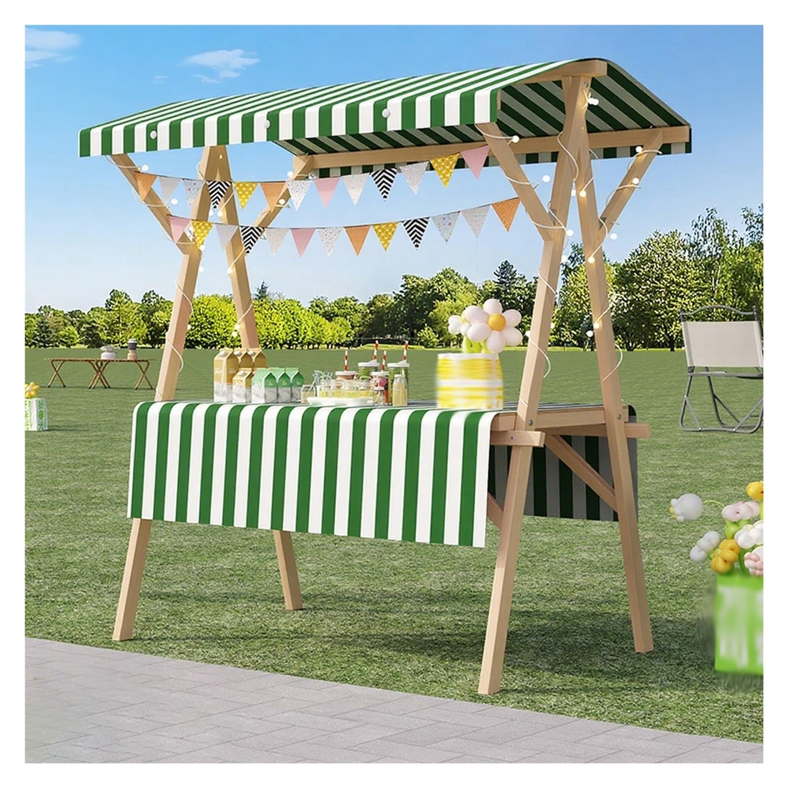 Marktstand Verkaufsstand Faltbar Klappbarer Verkaufswagen aus Holz, leichter Verkaufsstand für Schmuckstücke, leicht und einfach zusammenzubauen, faltbarer Ausstellungsstand mit Markise(Dark Green,150