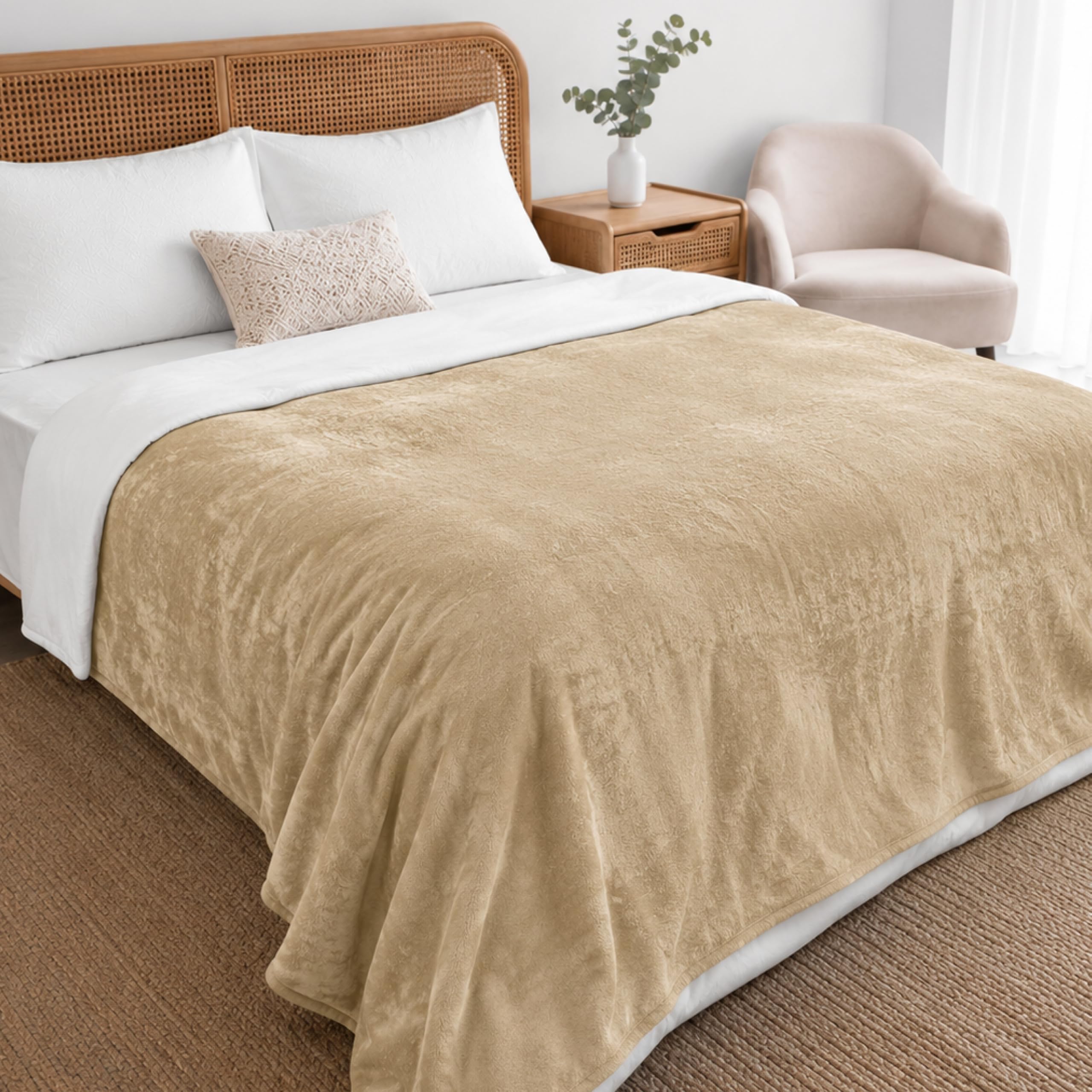 Twinzen Waterproof Dog Blanket 152 x 203 cm Beige – Reversible and Washable Dog Blanket – for Sofa and Bed – Sherpa OEKO-TEX STANDARD 100