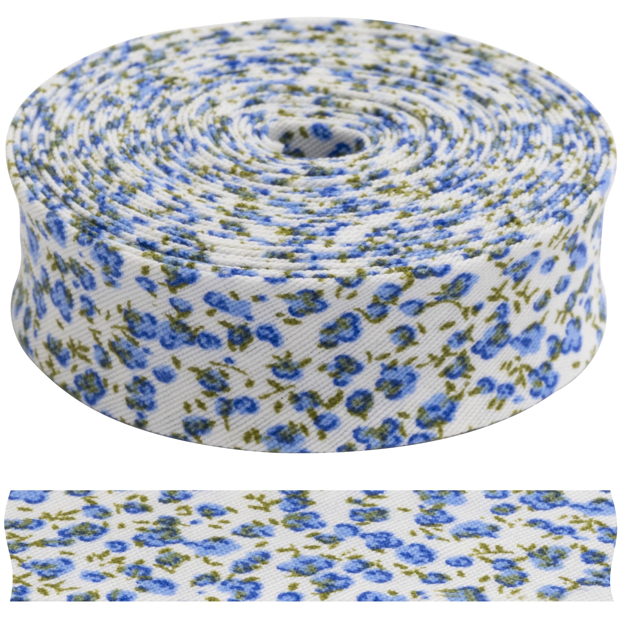 Nastro Sbieco Decorativo Fiori 4.5m X 20mm - Poliestere/Cotone, Blu - Foto 12