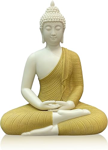 Houlu Estatuas de Buda de cerámica de 12 pulgadas para decoración del hogar estatua de decoración de Buda pequeña para interiores y exteriores color