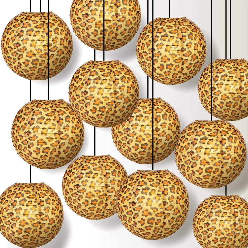 Quasimoon Paperlanternstore.com 12 Pack - 14 Inch Giraffe Print Paper Lantern, Hanging Party Decoration Combo Set
