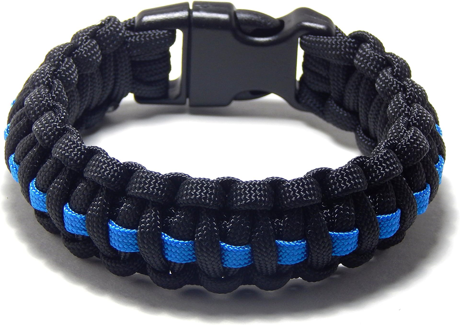 Paracord Survival Bracelet Black Thin Line Police