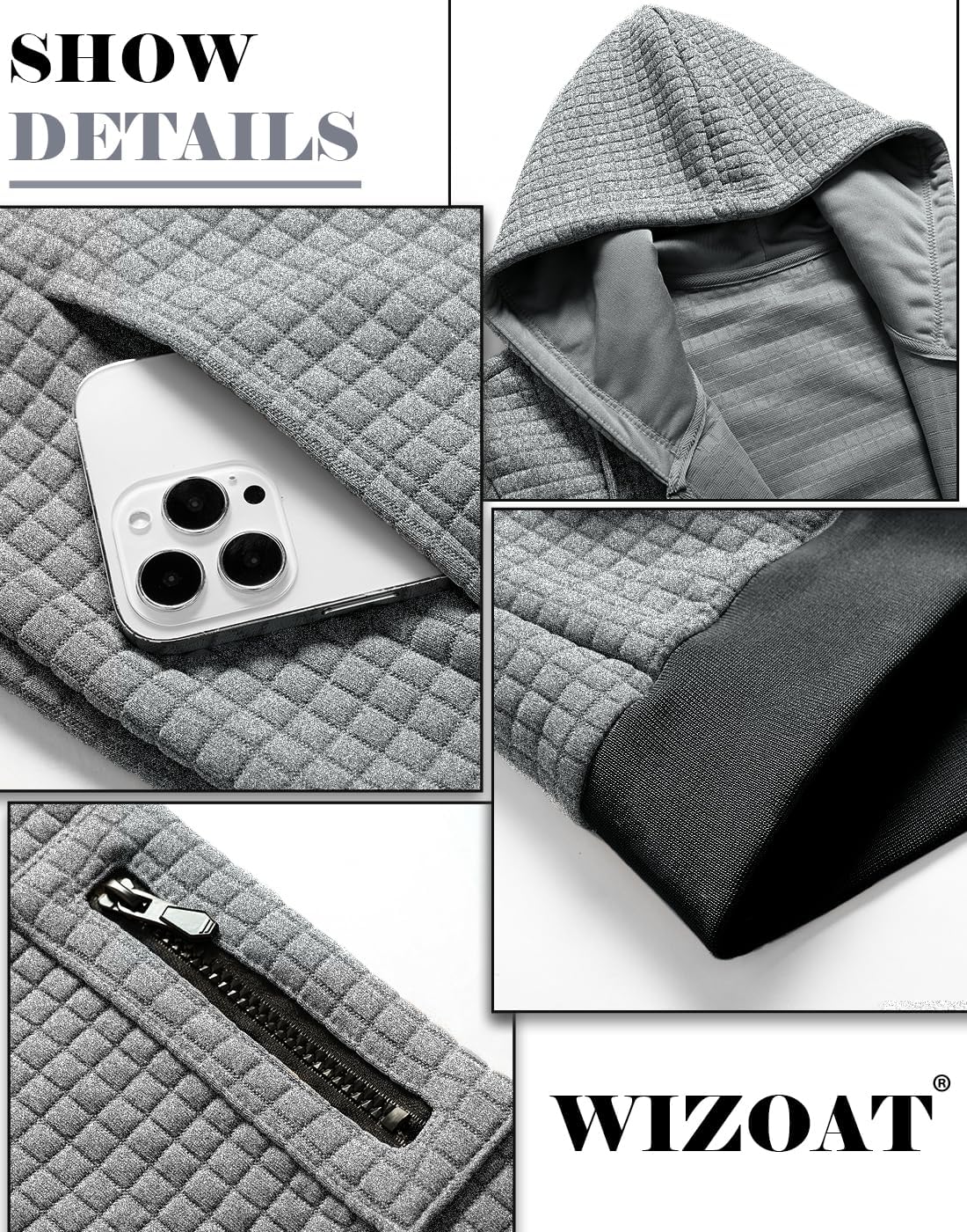 Mens Zip Up Hoodie Full-Zip Sweatshirt Lightweight Loose Fit Hooded Jackets - Image 6