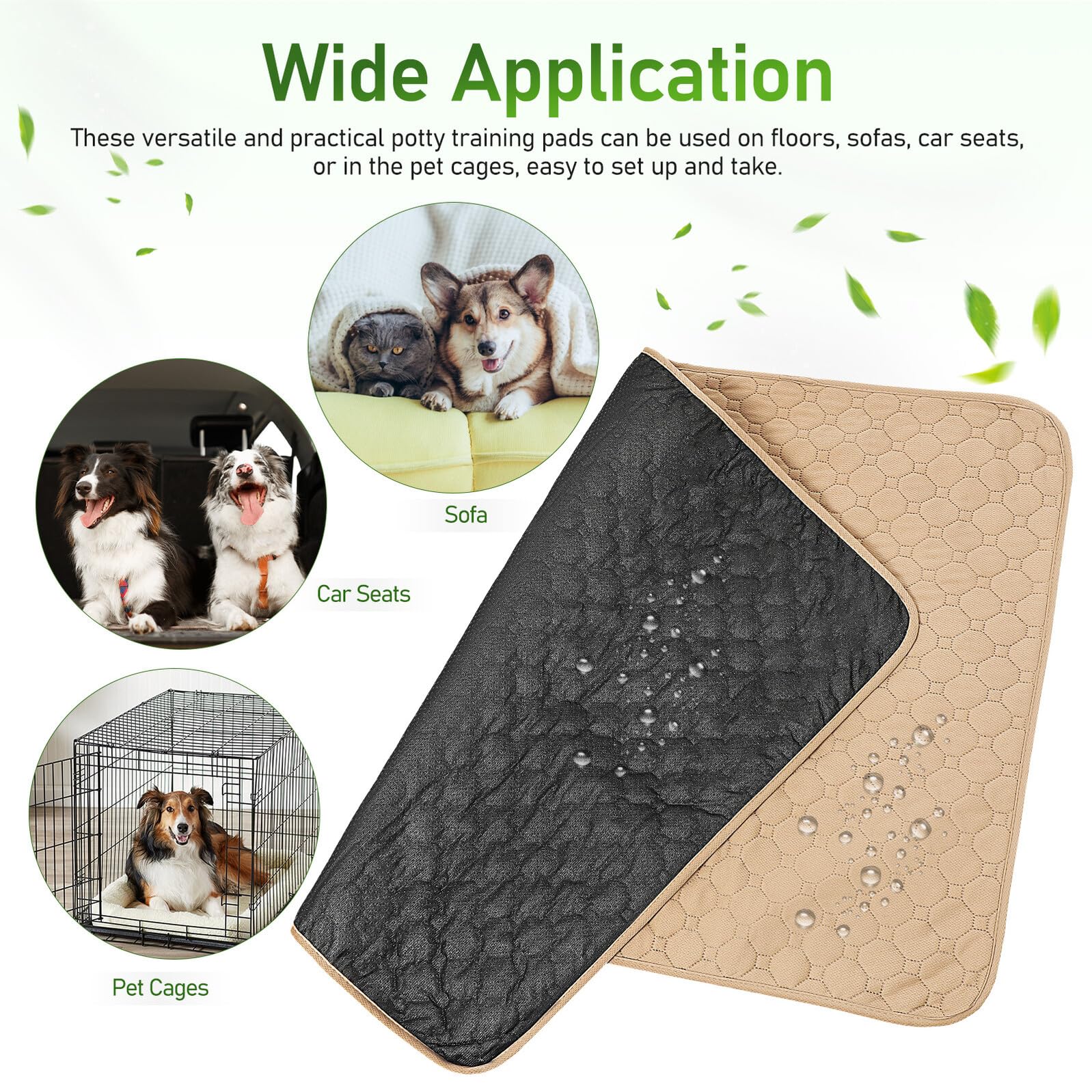 2 pezzi Tappetini Assorbenti per Animali Pannelli Addestramento Cuccioli Impermeabili con Base Antiscivolo per Cani e Gatti Riutilizzabili e Lavabili per Toilette Pet