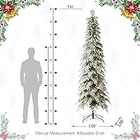 Vista 156 de Glitzhome Prelit Christmas Tree, 6ft Flocked Artificial Christmas Tree Serene Snowscape Fir with 300 Warm White Lights for Home, Office, Party