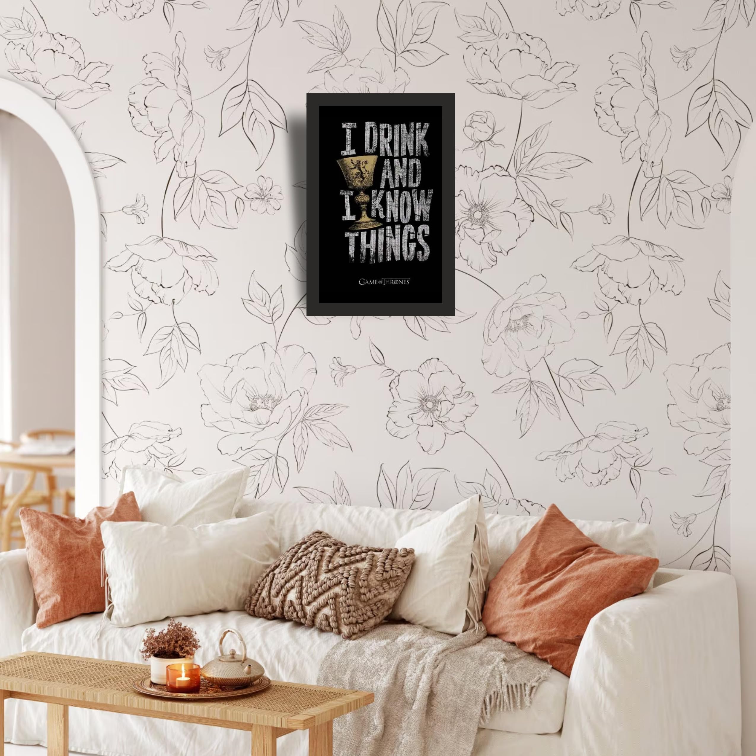 Drink and Know Things Goblet Wall Art Photo Frame A4 Black