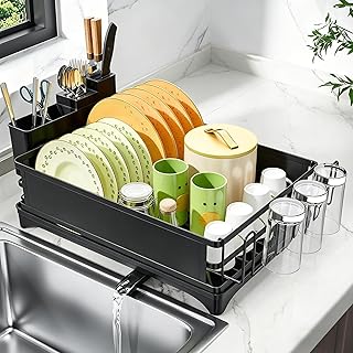 Simple Trending Dish Drying Rack for Kitchen Counter, 11.7" x 16.5", Black