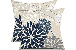 Blue and Gray Floral Patio Chair Pillows