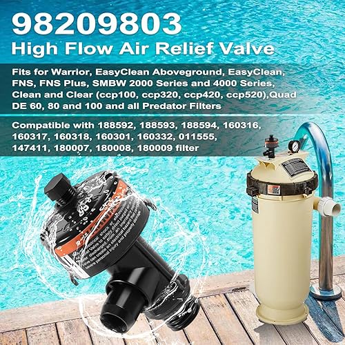 Miniatura 2 de Ussuray 98209803 Válvula de alivio de aire de alto flujo para filtros Pentair 98209800