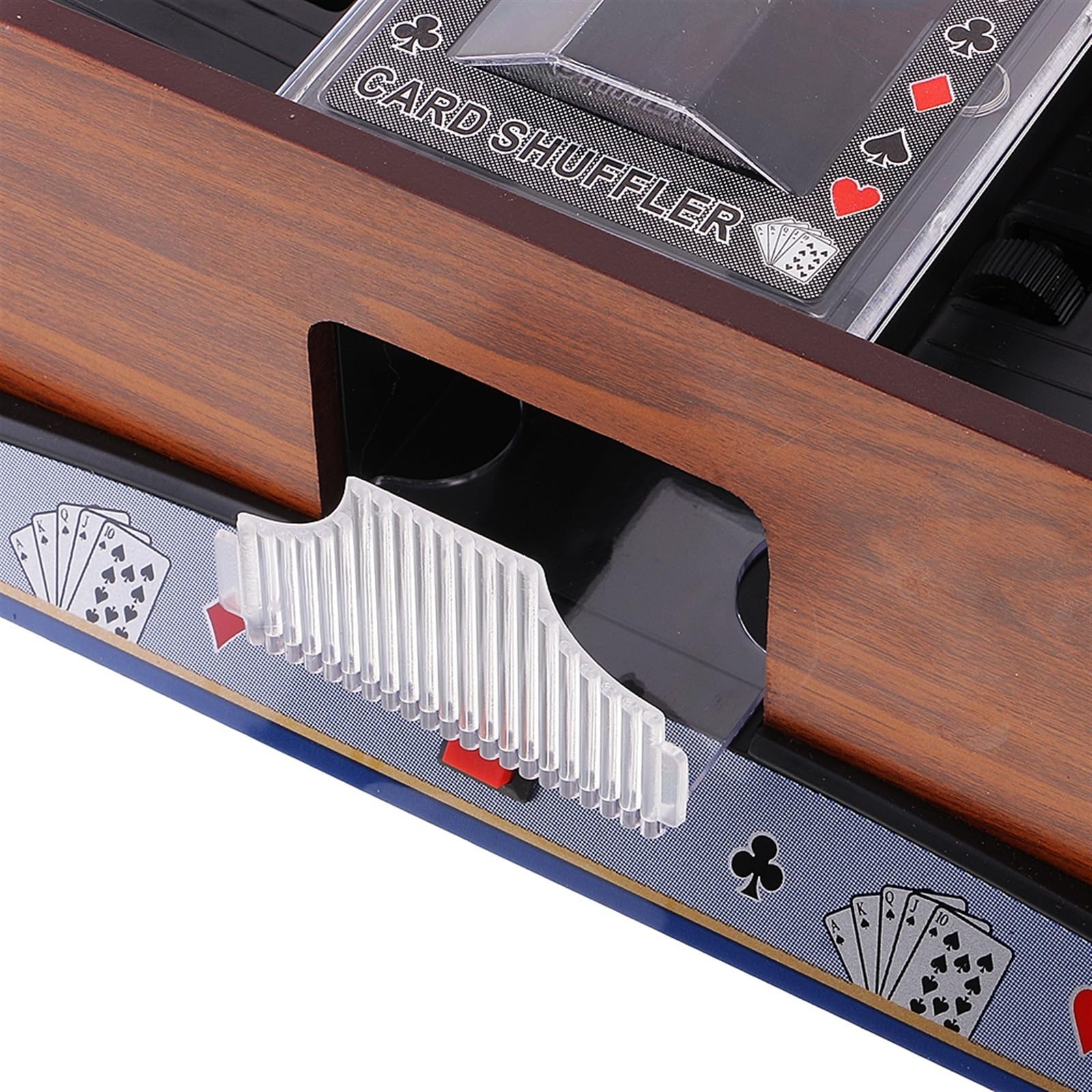 Mescolatore di carte automatico, Mescolatore di carte in legno, Mescolatore di carte da gioco alimentato a batteria Può mescolare 2 mazzi for UNO, Blackjack, Texas Hold'em, Giochi di carte domestici
