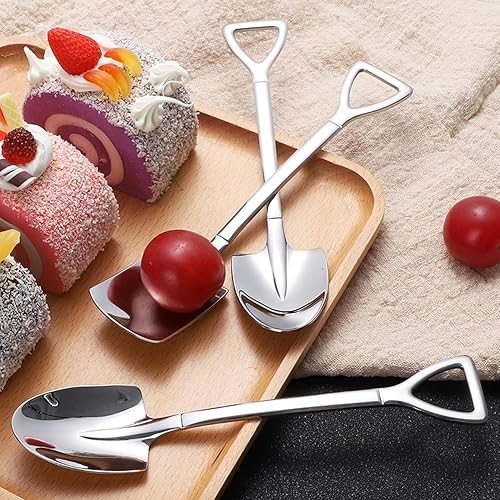 Miniatura 8 de Juego de cucharas de postre, 4 cucharas de acero inoxidable de 6 pulgadas, cuchara de fruta para helado para el hogar, cocina o restaurante (2