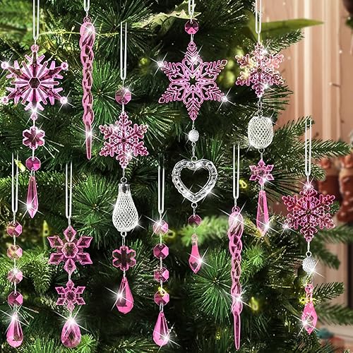 Miniatura 10 de Adornos de Cristal para Árbol de Navidad - 21 piezas Adornos de Árbol de Navidad Deslumbrantes para Festivales de Navidad Decoración de Fiesta