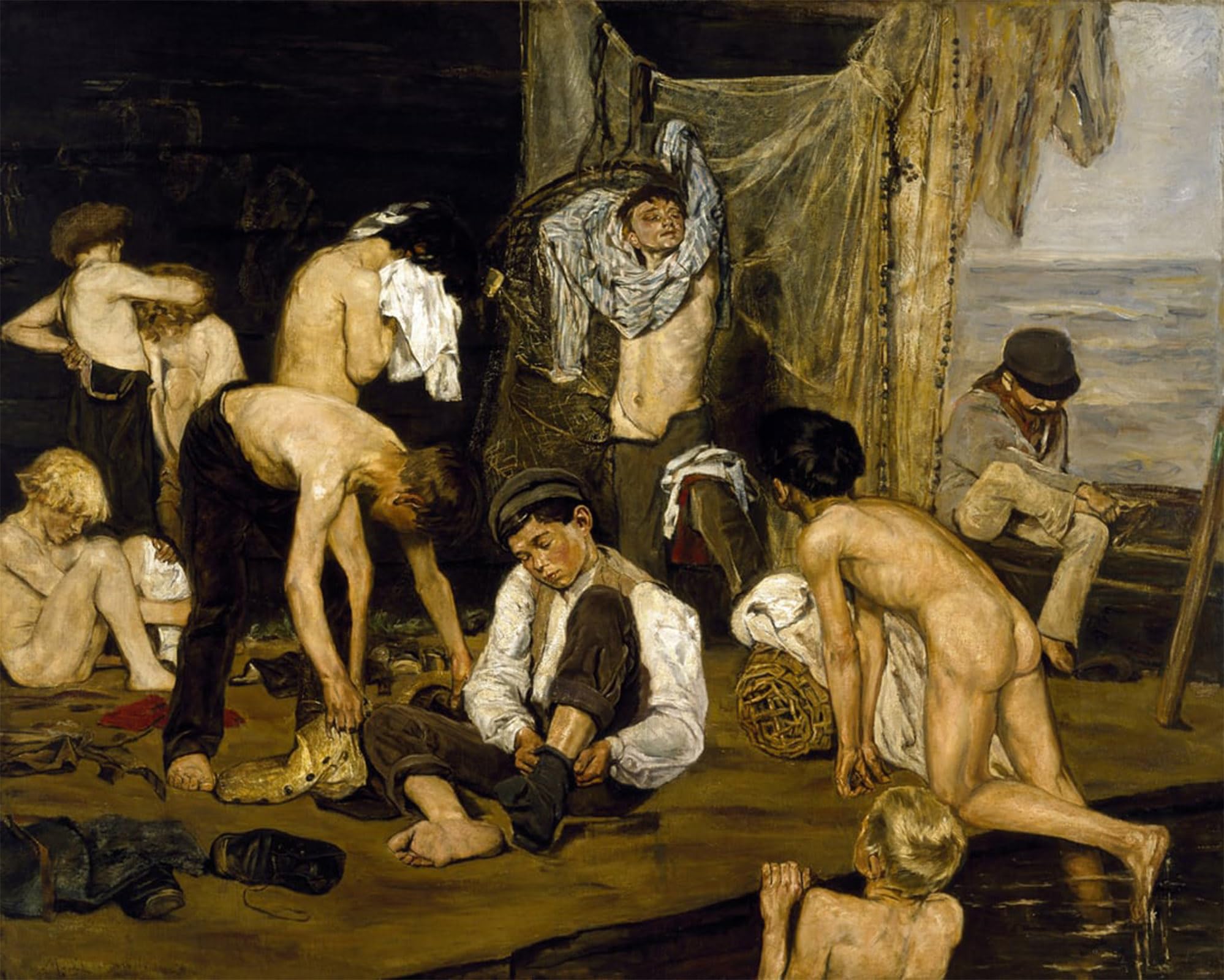 ARTXLXXBN Famous Print Painting Colorful Art Print Swimmers by Max Liebermann Canvas Art Decorations for Home Decor 60x90cm