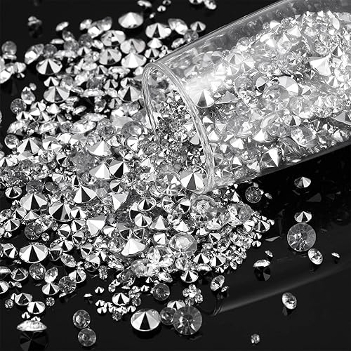 Miniatura 4 de Hicarer 4000 piezas de piedras preciosas acrílicas de cristales de diamantes, piedras preciosas dispersas para mesa de boda, decoración de fiesta de