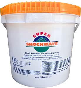 Super Shockwave Pool Shock – 73% Cal-Hypo Granular Sanitizer for Crystal Clear Water – 25 Pounds
