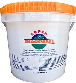 Super Shockwave Pool Shock – 73% Cal-Hypo Granular Sanitizer for Crystal Clear Water – Defends Against Bacteria, Algae, and Microorganisms - 25 Pounds