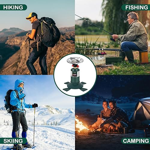 Miniatura 6 de KOMAN Estufa de propano para campamento, estufa de propano de un solo quemador, estufa portátil, quemador de propano para acampar con botón de