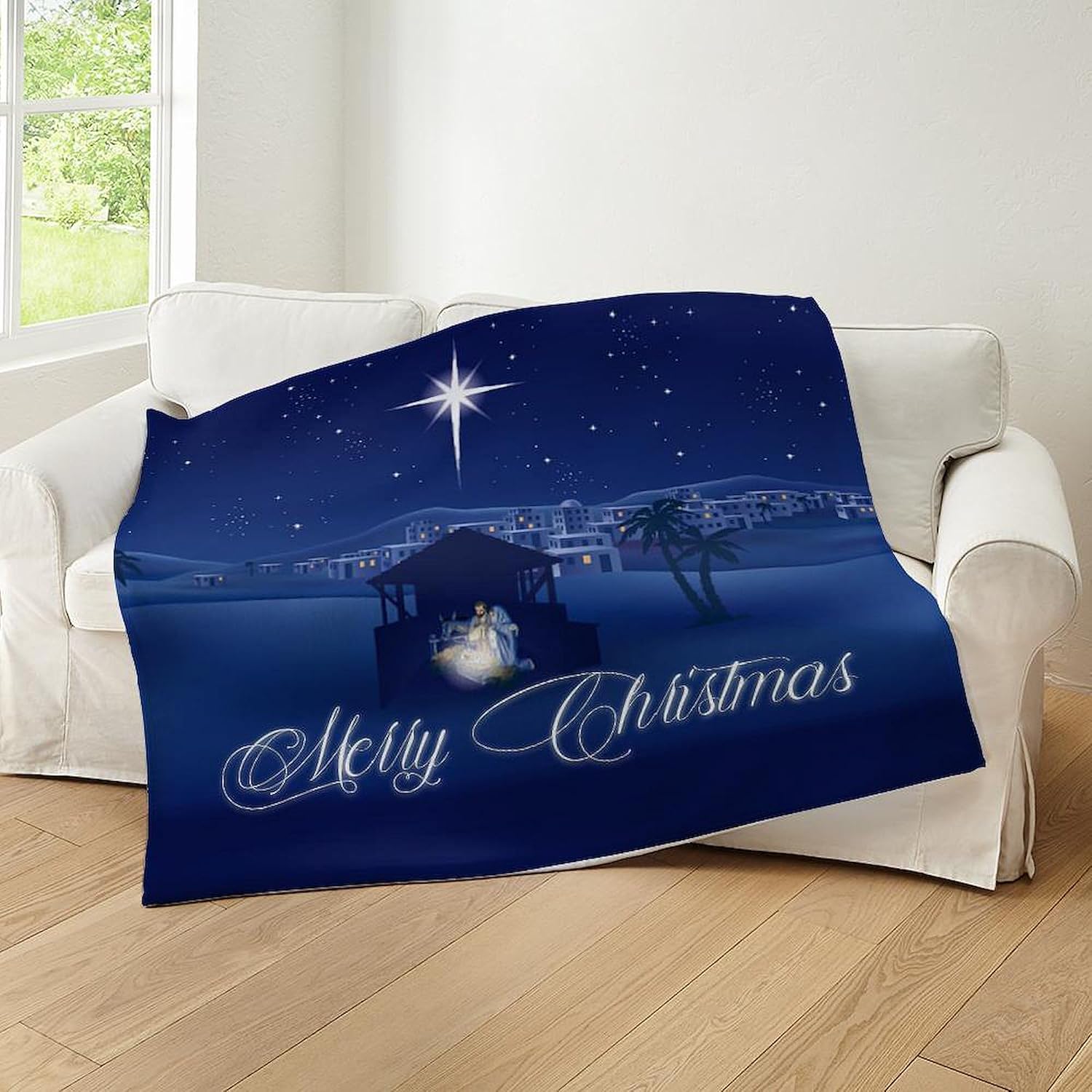CafePress Merry Christmas Nativity Throw Blanket Super Soft Fleece Plush Throw Blanket, 60"x50"